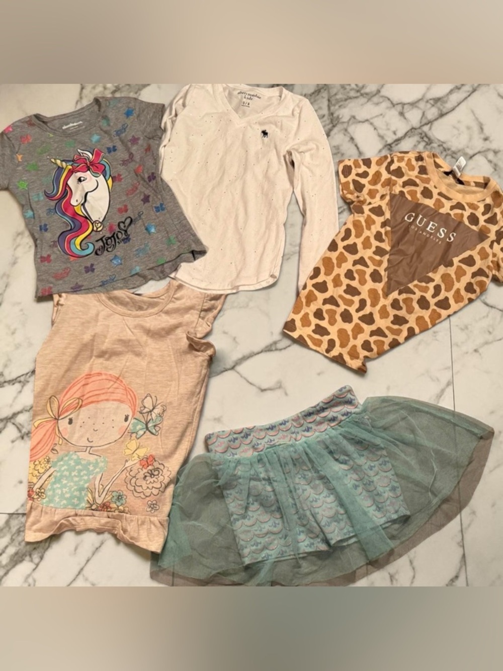 5pc bundle lot girls size 5/6 - 4 shirts 1 skort no stains or wear